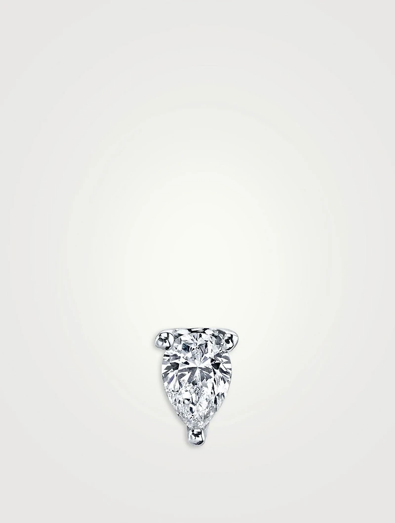 18K White Gold Pear Diamond Stud Earring