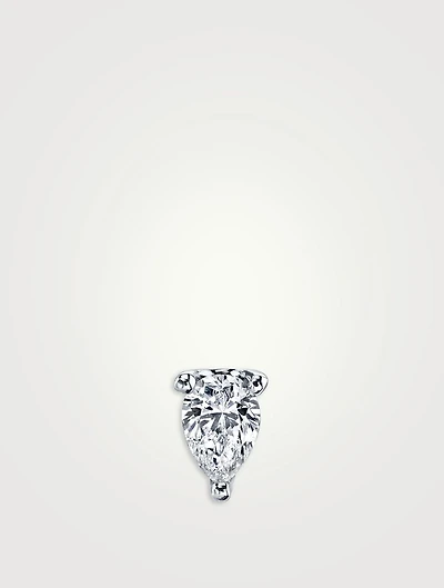 18K White Gold Pear Diamond Stud Earring