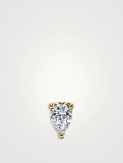 18K Gold Pear Diamond Stud Earring