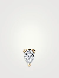 18K Gold Pear Diamond Stud Earring