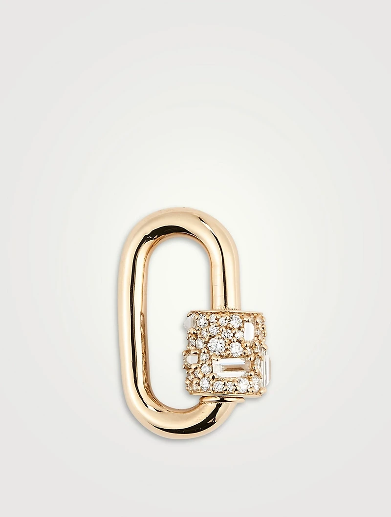 14K Gold Stoned Chubby Medium Lock With Diamonds