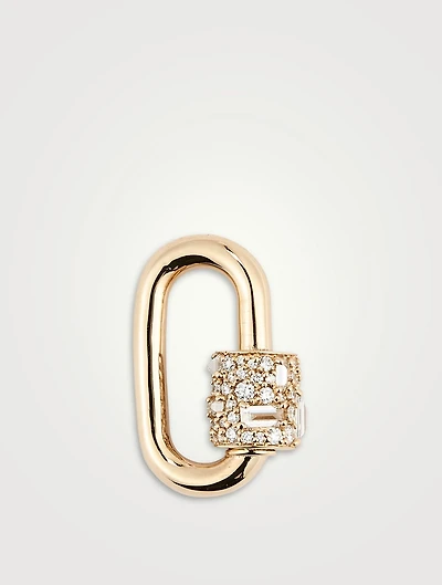 14K Gold Stoned Chubby Medium Lock With Diamonds