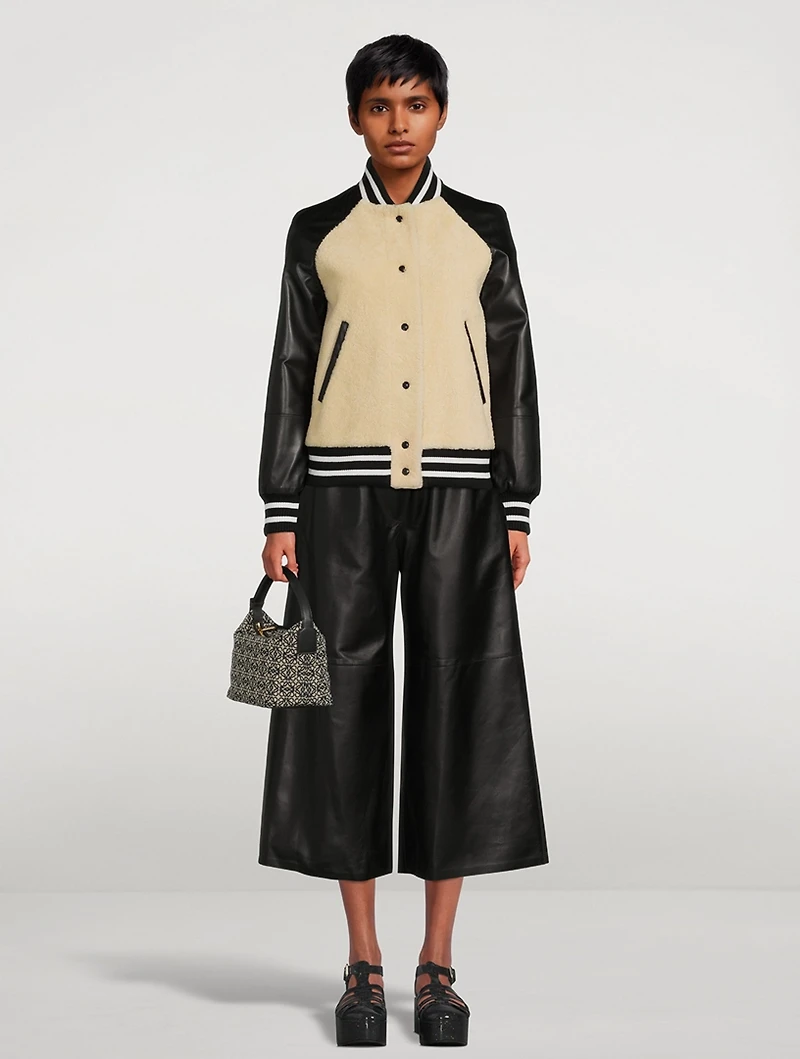 Shearling And Leather Bomber Jacket