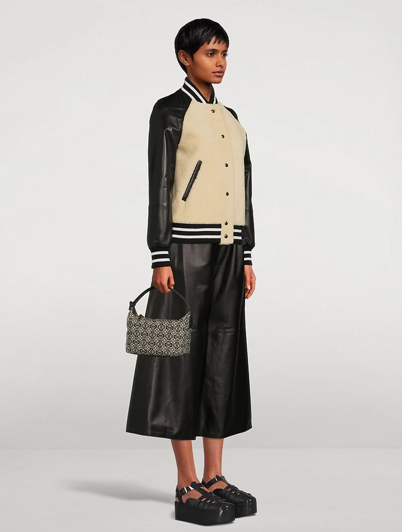 Shearling And Leather Bomber Jacket