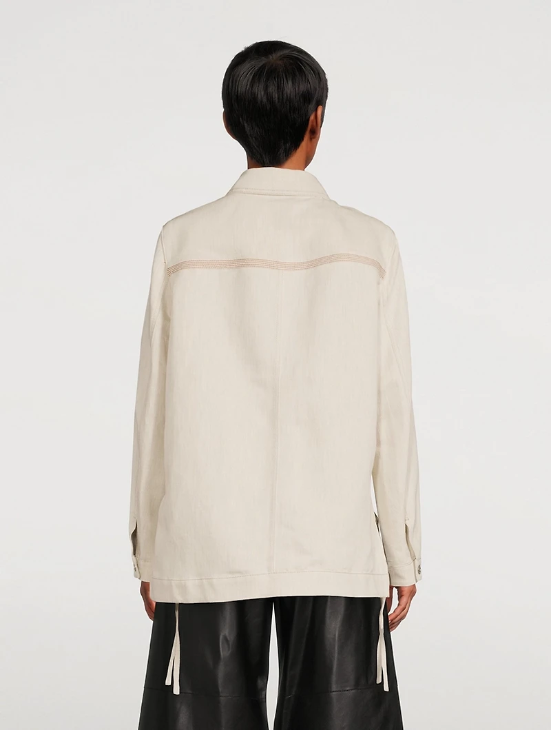 Workwear Linen And Denim Jacket