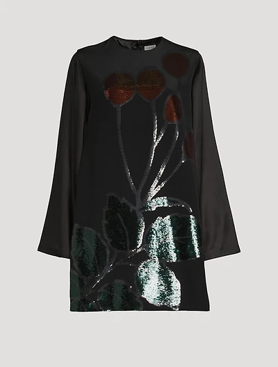Embroidered Silk Mini Dress