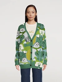 Owl Jacquard Wool Cardigan