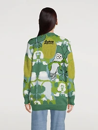 Owl Jacquard Wool Cardigan