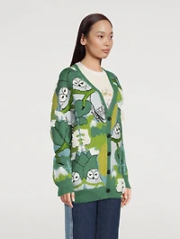 Owl Jacquard Wool Cardigan