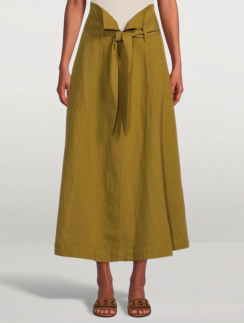 Anna Belted Midi Skirt