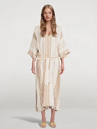 Cannes Linen Caftan Striped Print