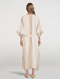 Cannes Linen Caftan Striped Print