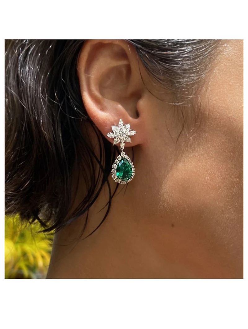 Camari Emerald Pear Microset Drop Earrings