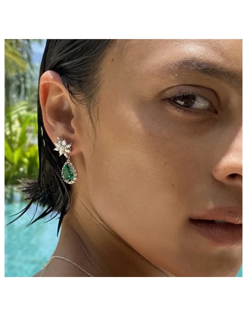 Camari Emerald Pear Microset Drop Earrings
