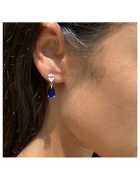 Arabella Double Pear Drop Earrings With Sapphire