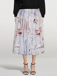 Gathered Cotton Midi Skirt William Blake Dante Print