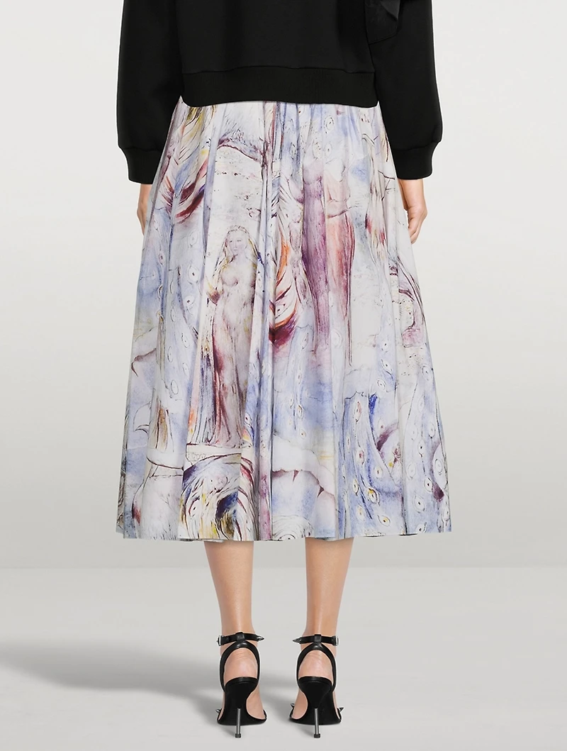 Gathered Cotton Midi Skirt William Blake Dante Print