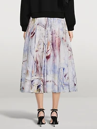 Gathered Cotton Midi Skirt William Blake Dante Print