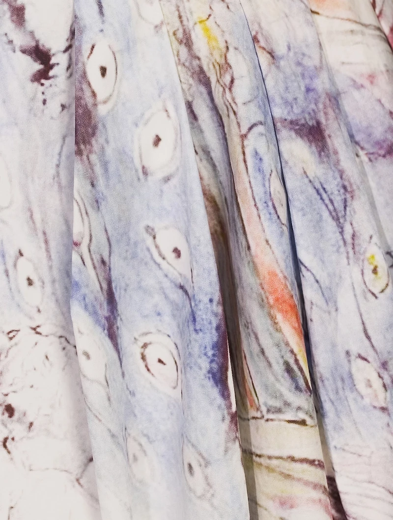 Gathered Cotton Midi Skirt William Blake Dante Print
