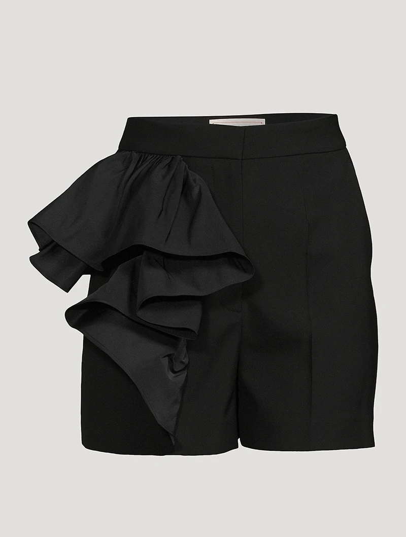 Ruffled Wool Shorts