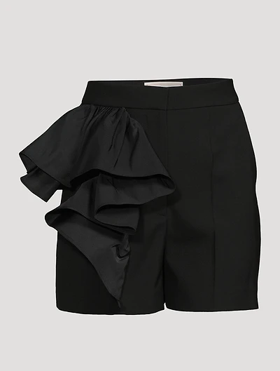 Ruffled Wool Shorts