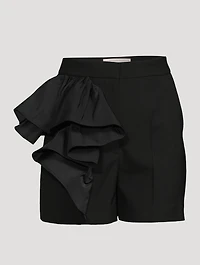 Ruffled Wool Shorts