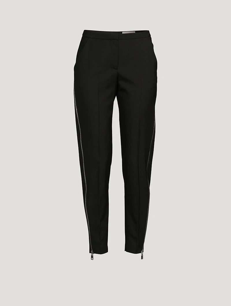 Side-Zip Wool Trousers