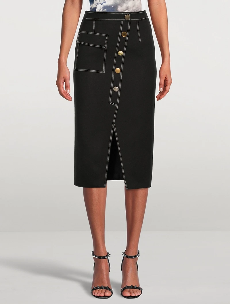 Asymmetric Wool Midi Skirt