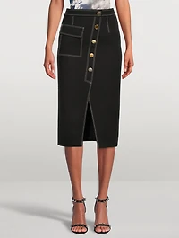 Asymmetric Wool Midi Skirt