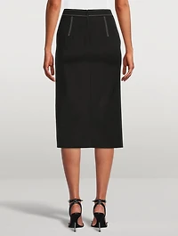 Asymmetric Wool Midi Skirt