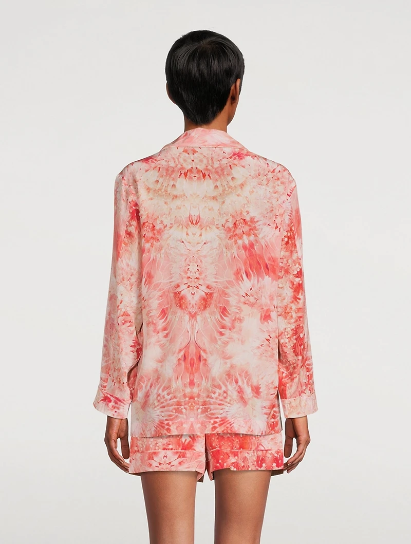 Silk Pajama Shirt Sea Coral Print