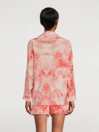 Silk Pajama Shirt Sea Coral Print