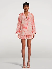 Silk Pajama Shirt Sea Coral Print