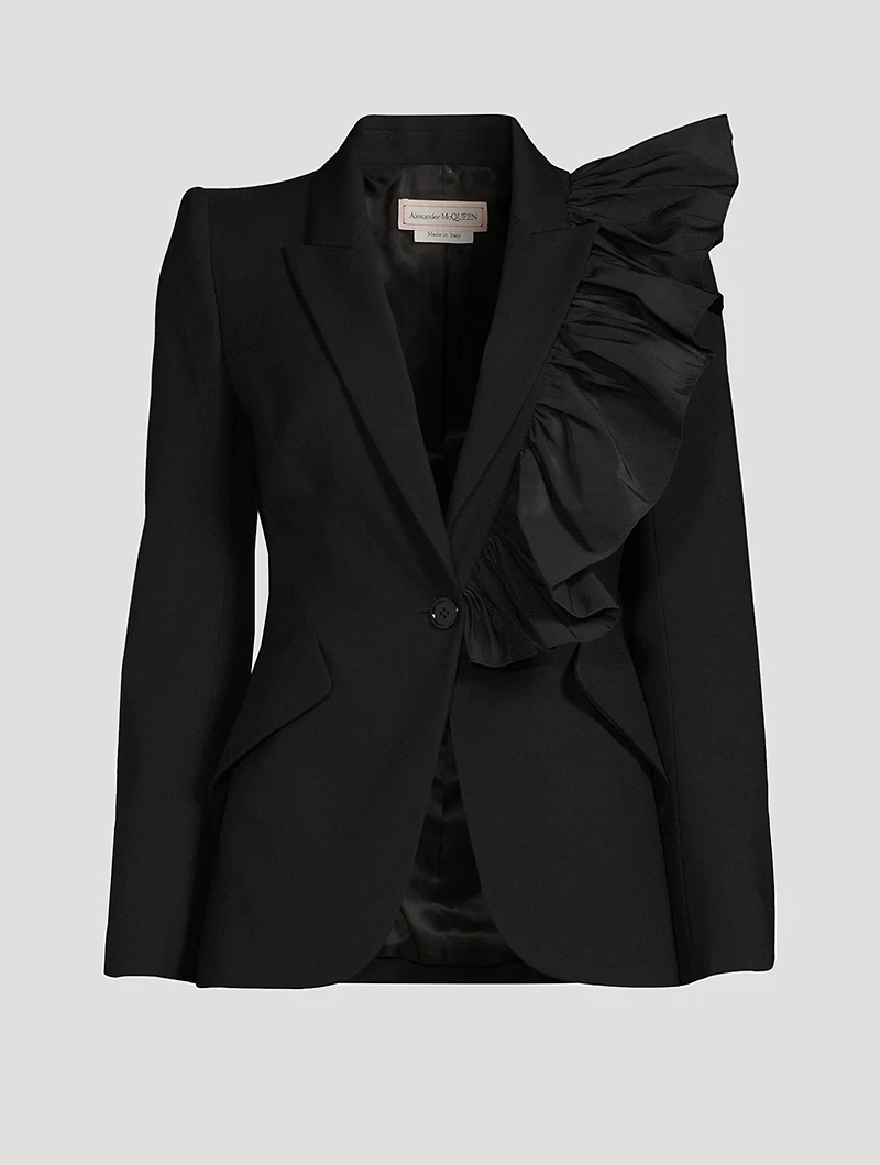 Ruffled Wool Blazer