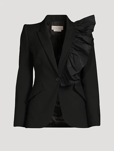 Ruffled Wool Blazer