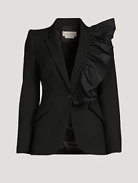 Ruffled Wool Blazer
