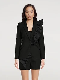 Ruffled Wool Blazer