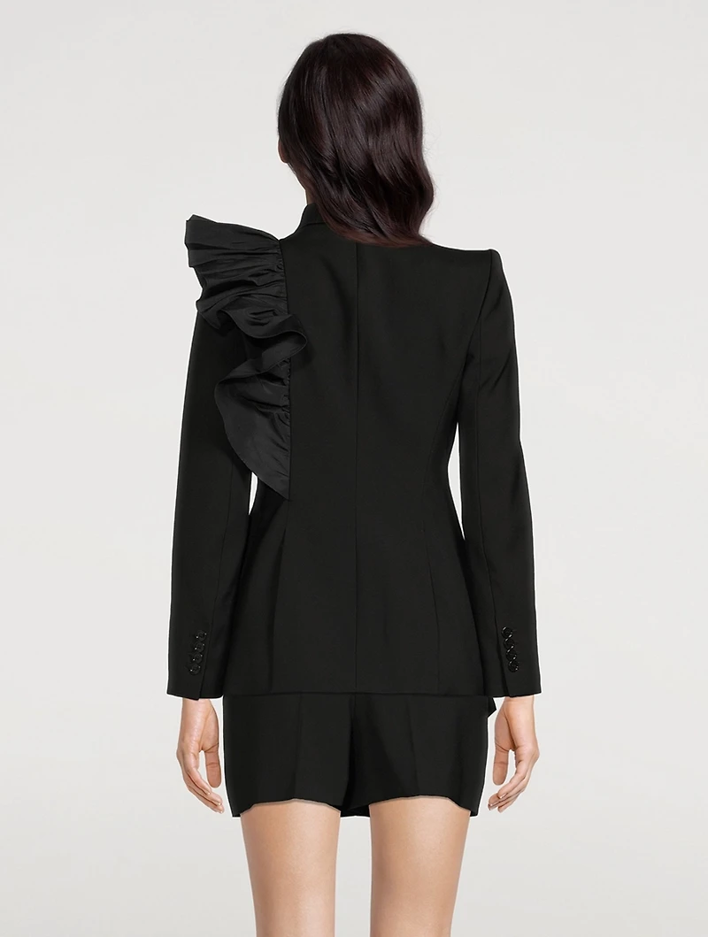 Ruffled Wool Blazer