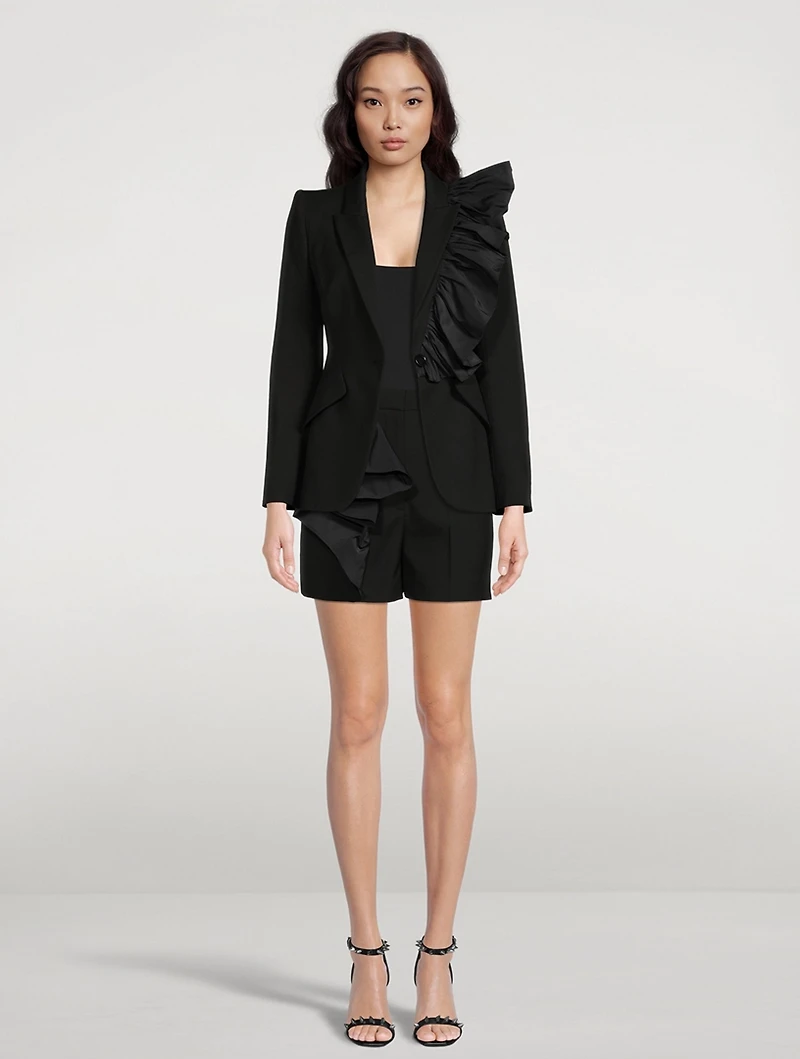 Ruffled Wool Blazer