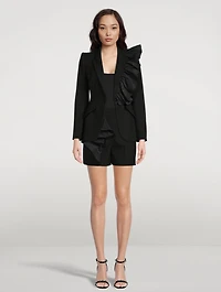 Ruffled Wool Blazer