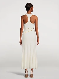 Buttoned Ottoman Knit Midi Dress