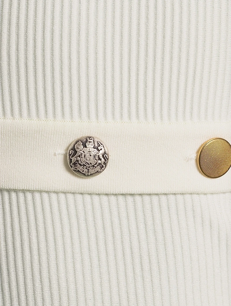 Buttoned Ottoman Knit Midi Dress