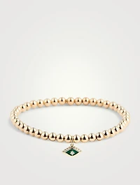 Small 14K Gold Beaded Bracelet With Diamond