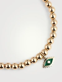 Small 14K Gold Beaded Bracelet With Diamond