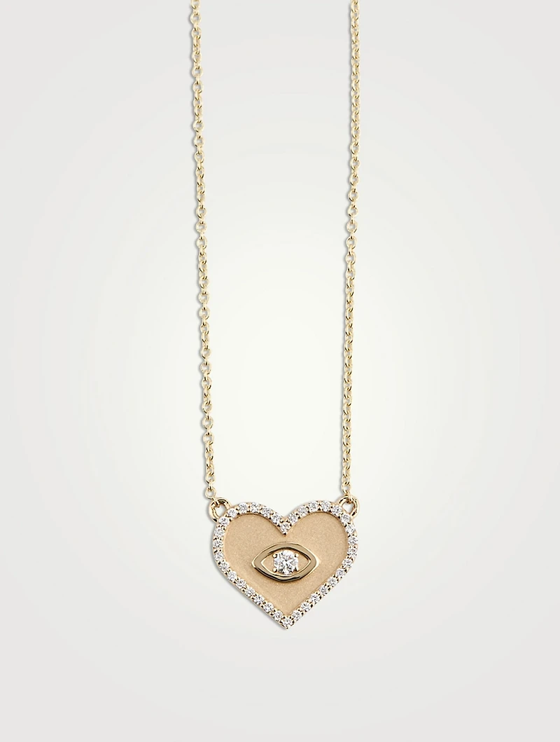 14K Gold Evil Eye Necklace With Diamonds