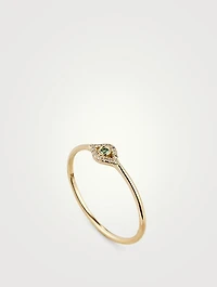 14K Gold Evil Eye Ring With Emerald And Diamonds