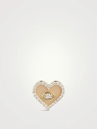 14K Gold Heart Marquis Eye Stud Earring With Diamonds