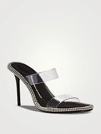 Nova Crystal-Embellished PVC Heeled Mules
