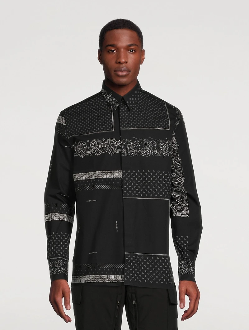 Cotton Oversized Shirt Paisley Print