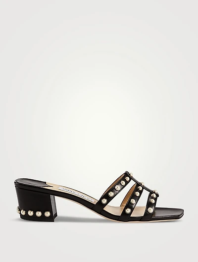 Hazal 45 Leather Mules With Pearls